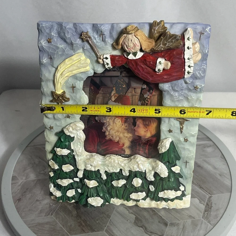 Vintage FIGI Flying Angel Christmas Photo Frame 4x6 Hand Painted 2000